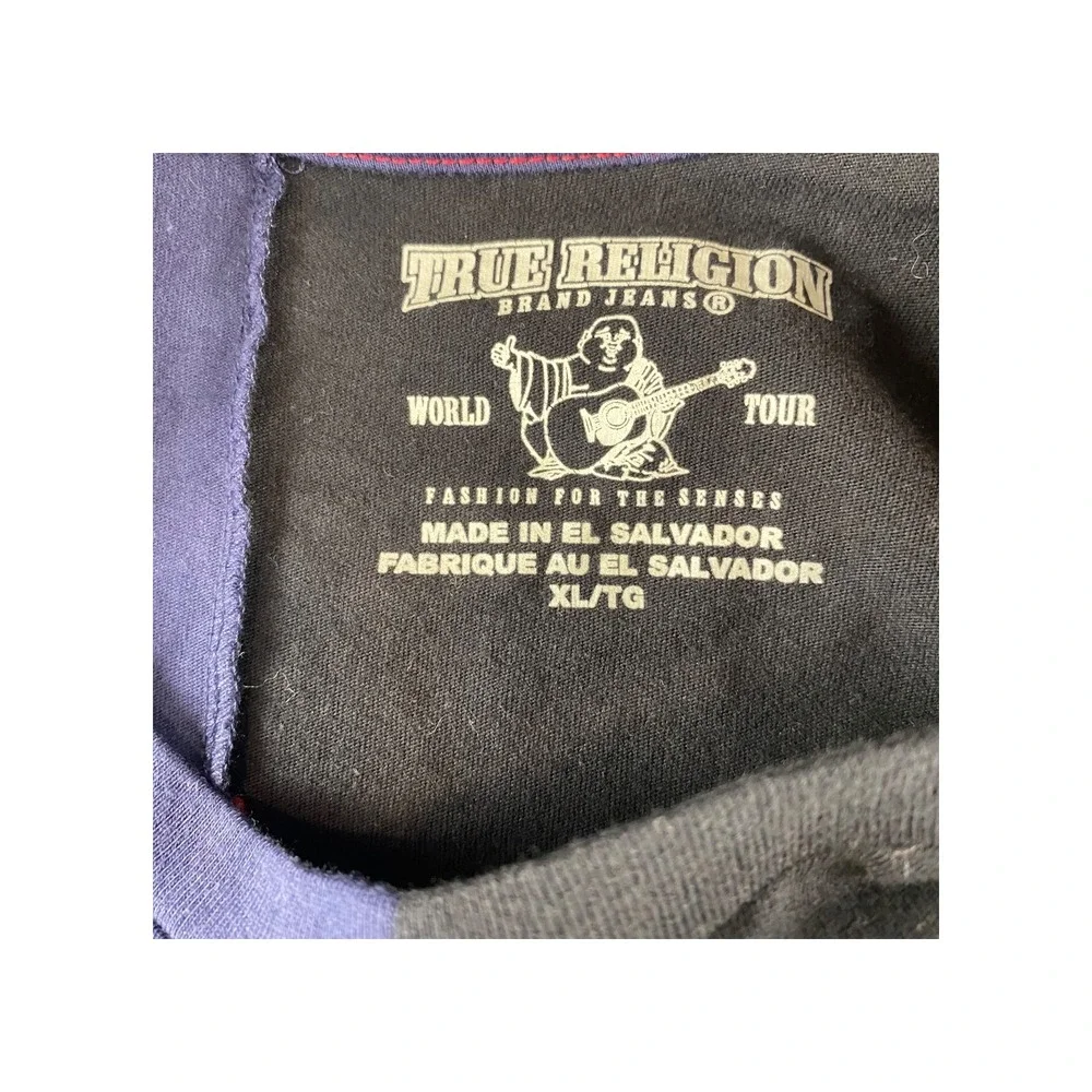 NEW True Religion Split Color University Logo Crew Neck Tee‎ XL